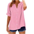 thumbnail image 1 of Camisetas Casuales de Manga Corta con Cuello en V Impreso Botón de Verano Suelto Y de Moda, 1 of 5