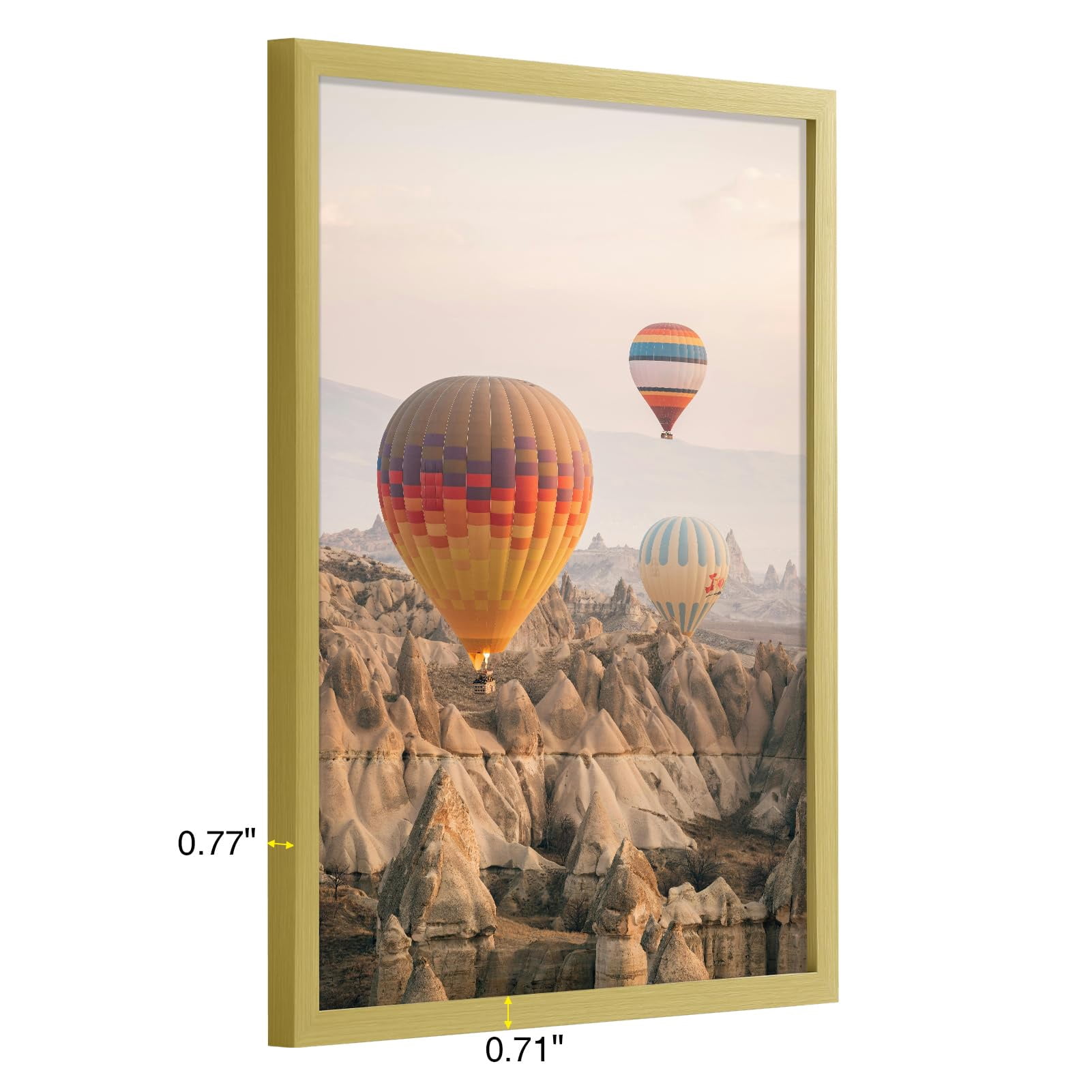 decorUhome 16x20 Picture Frame for Wall, Plexiglass, Displays Poster 11x14 with Mat or 16x20 without Mat, PVC Frame Material, Horizontal or Vertical Hanging, Gold