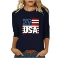 thumbnail image 2 of Cavosen Red White and Blue Clothes for Women Petite Patriotic 3/4 Sleeve Round Neck Tops American Flag Print T Shirts Lady XL Independence Day Casual Tops 4th of July Tunic Tees Patriotic Clothes, 2 of 4