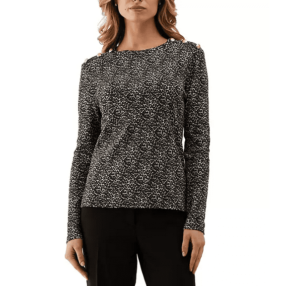 Rafaella Women's Long Sleeve Tee (Leopard, XL)