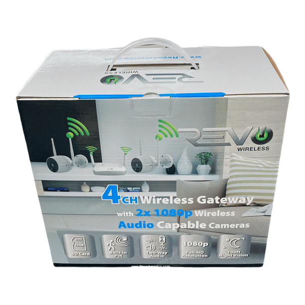 REVO Wireless 4 Channel Gateway w/ 2x 1080p Indoor/Outdoor Wireless Cameras