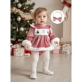 thumbnail image 5 of Miaouyo Infant Baby Girls 2Pcs Christmas Outfits 0 3 6 12 18 Months Long Sleeve Velvet Romper Dress with Headband, 5 of 9