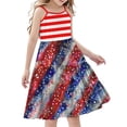 thumbnail image 2 of Odeerbi Niñas Día de La Independencia Vestido de Deslizamiento En Capas de Línea de Verano Patriótico Estrella Raya Vestido de Correa Casual, 2 of 9