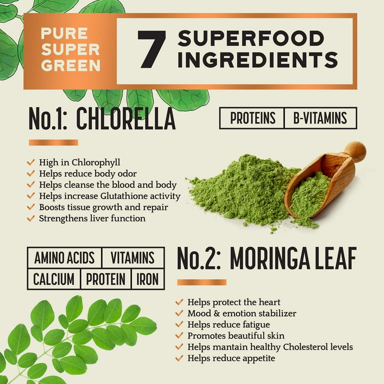 moringa boost glutathione Bright Horizon Health Organic Pure Super Greens Superfood Powder, 8 oz