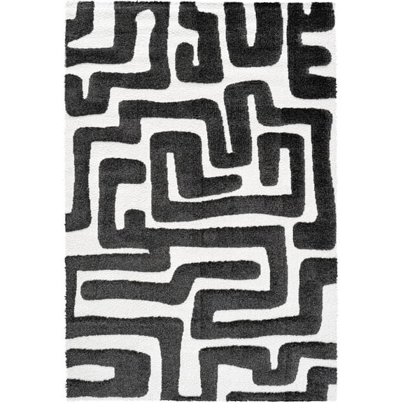 Luna Meara Black and Ivory Recycled Polyester Area Rug