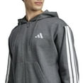 thumbnail image 4 of Men's adidas Essentials 3-Stripes Fleece Sportswear Zip Front Hoodie Color: Light Grey Heather Size: M, 4 of 4