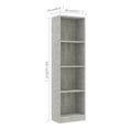 thumbnail image 4 of vidaXL 4-Tier Book Cabinet Concrete Grey 40x24x142 cm Engineered Wood, 4 of 4