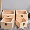 thumbnail image 5 of AFQH Wooden Square Hinged Storage Boxes Craft Gift Storage Container Dust Jewelry Box, 5 of 6