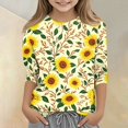 thumbnail image 2 of Cute Shirts for Kids Girls 10-12 3/4 Sleeve Daisy Printed Tween Girls Trendy Clothes Tee Tops Summer Casual Loose Comdy Crew Neck T-Shirts Multicolor 11-12 Years, 2 of 5