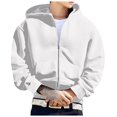 thumbnail image 4 of felwors Men's Oversized Zip Up Hoodie Fleece Sweatshirts with Pockets Long Sleeve Winter Jackets White for Size XL, 4 of 9