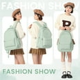 thumbnail image 3 of Lightweight School Backpack for Women Men, Laptop Travel Casual Daypack College Secondary School Bags Waterproof Bookbag Simple Backpack Aesthetic Cute Backpack, Light Green, 3 of 9