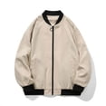 thumbnail image 2 of Man Solid Color Pockets Zipper Loose Baseball Collar Coat, 2 of 9