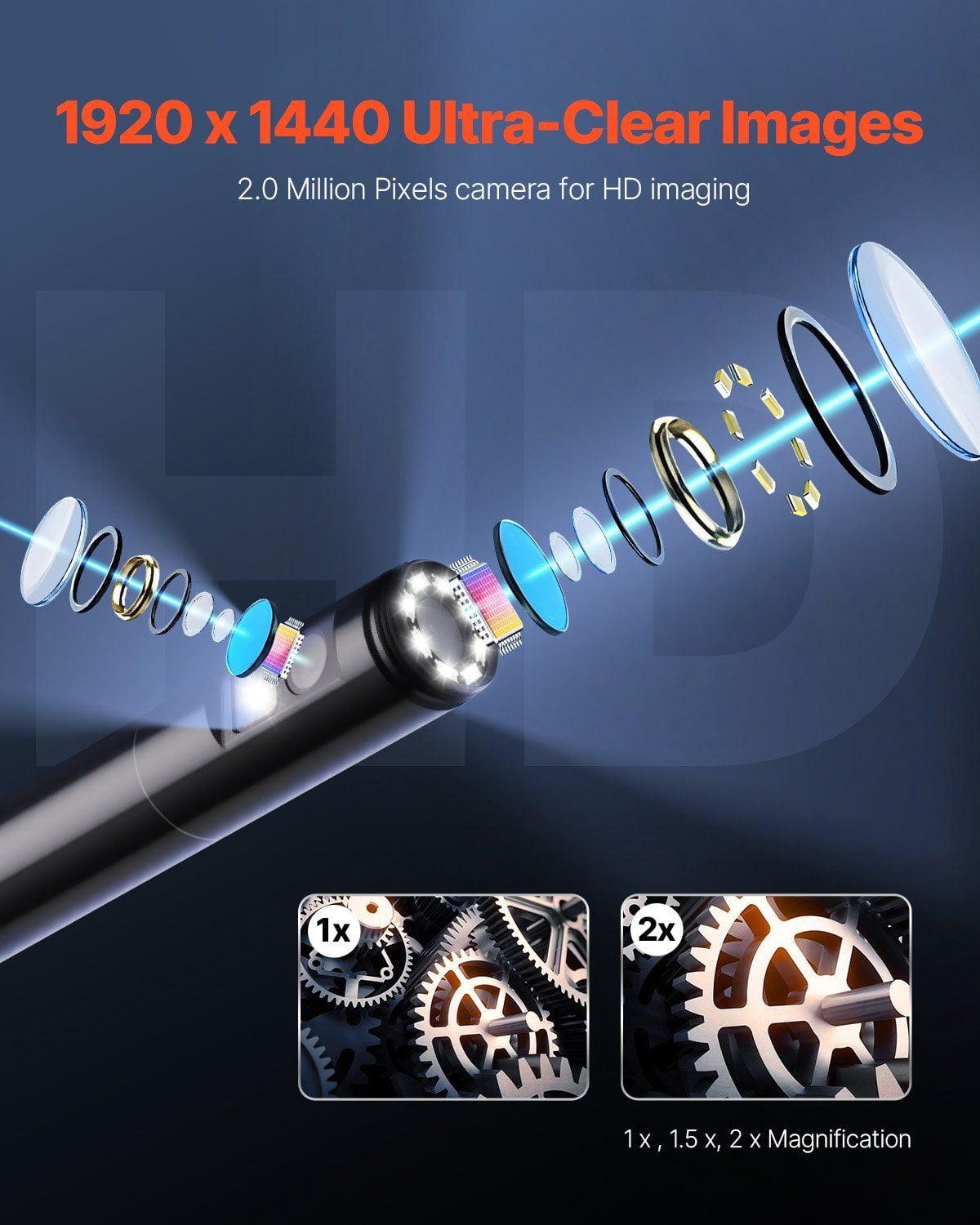 Flexible 10FT Dual Lens Borescope Camera for Android iOS - Endoscope with LED Light for Inspection