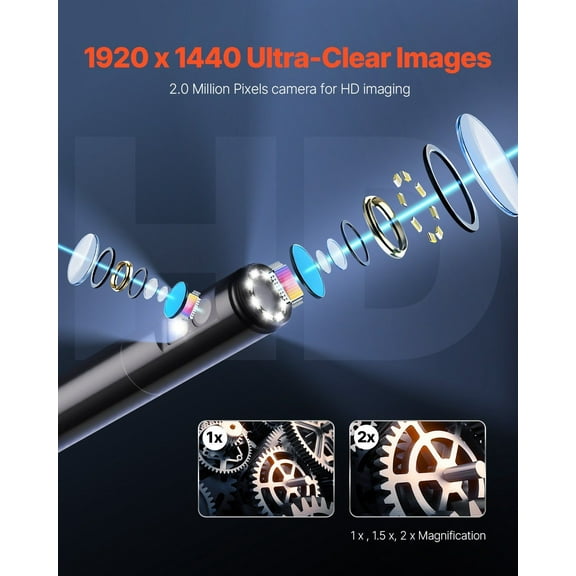 Dual Lens Endoscope Camera with 10FT Snake Cable for Android and iPhone - HD Borescope Inspection Tool