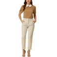 thumbnail image 2 of INSPIRAR CHIC Blusa de Mujer Vintage con Cuello Peter Pan, Manga Corta con Contraste, Talla XS, Color Marrón, 2 of 7