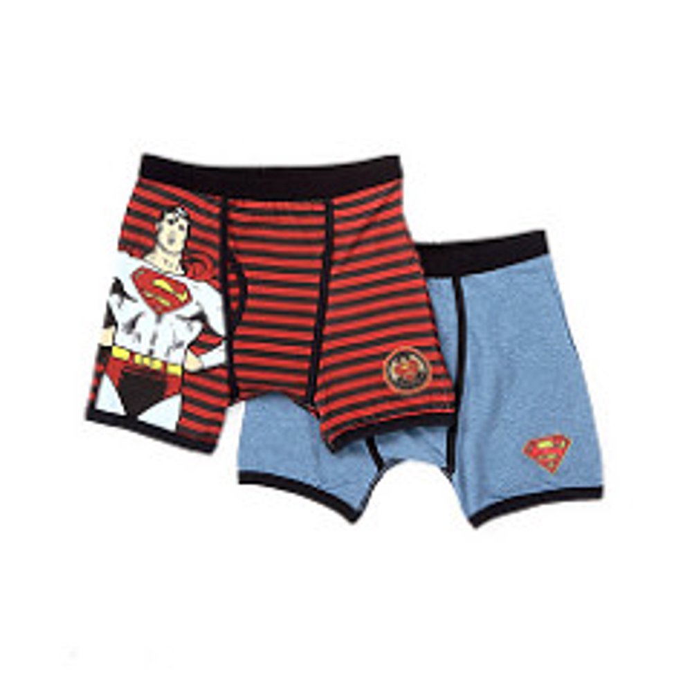 Superman DC Comics Superman Boys Underwear, 2 Pack Vintage Stripe Boxer Briefs (Little Boys