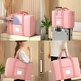 thumbnail image 6 of Travel Storage Bag Waterproof Foldable Tote | Extra Large Multi-Functional Pull Rod Handbag for Clothes Moving Luggage | Heavy Duty PVC | Reusable | 37x30x13cm | 1 Pack | Black Gray Pink, 6 of 6