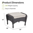 thumbnail image 7 of PARKWELL Outdoor Patio Ottoman Set of 2,All-Weather Wicker Seat Foot Rest Side Table with Removable Cushions for Porch Balcony Backyard, 7 of 7