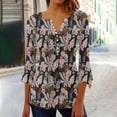 thumbnail image 5 of 3/4 Sleeve Tops for Women Womens Casual Trumpet 3/4 Sleeve Solid Buttoned Basic Ruched Corset Tunic Tops Pleated T-Shirts Blouses 3/4 Sleeve T Shirts for Women, 5 of 5