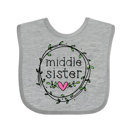 

Inktastic Middle Sister Leaves Circle Heart Gift Baby Girl Bib