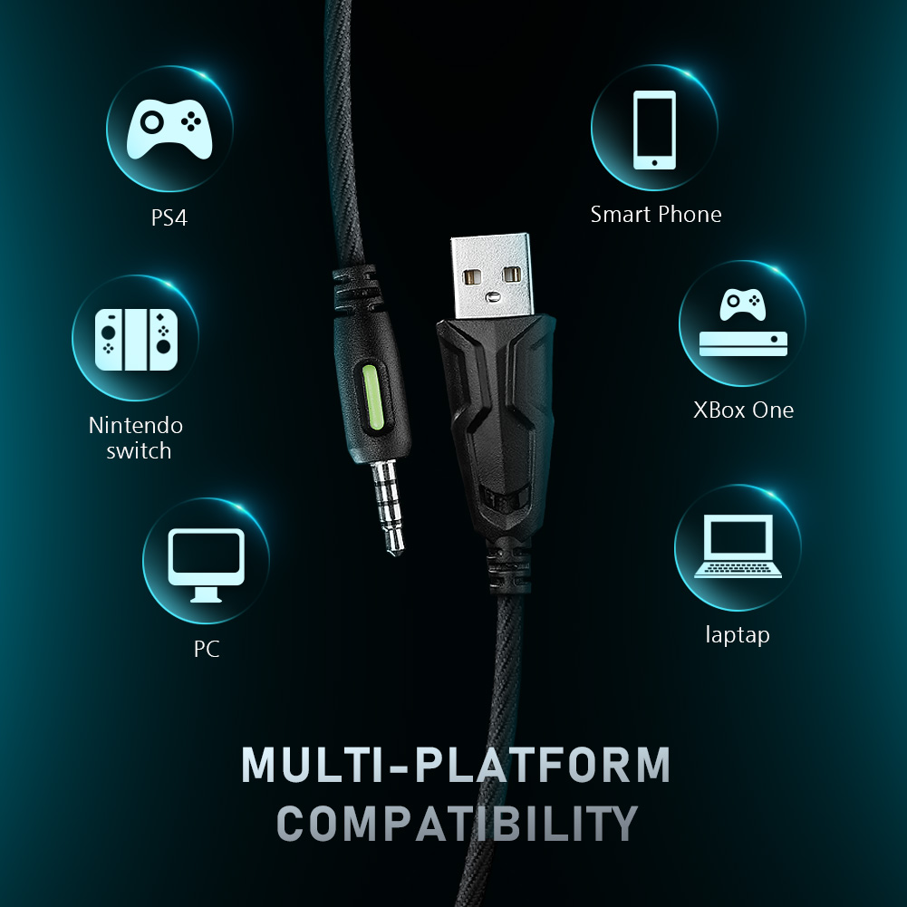 Runmus Gaming Headset with 7.1 Surround Sound, Blue photo 5