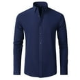 thumbnail image 1 of Mens Dress Shirts Slim Fit Long Sleeve Solid Button Down - Polyester Spandex Material, 4 Way Stretch, Wrinkle Resistant, 1 of 4