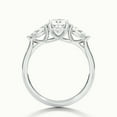 thumbnail image 3 of Dash Jewel 2 Ct Oval Cut Three Stone Engagement Ring for Women - 14K White Gold Plated Lab-Created Simulated Diamond - Prong Set Trilogy Ring with Accent Diamonds for Her - Classic Bridal Rings, 3 of 6