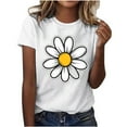 thumbnail image 2 of Inverlee Womens Cute Floral Print Petite Tee Trendy Basic Short Sleeve T-Shirts Summer Casual Pullover Tee, 2 of 5