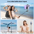 thumbnail image 2 of Extendable Mini Selfie Stick Tripod with Remote, Pocket Size Portable Tripod for iPhone, Small Compact Phone Selfie Stick Tripods Mount for Travel/Vlog/Video Recording/Live Streaming (Black), 2 of 3