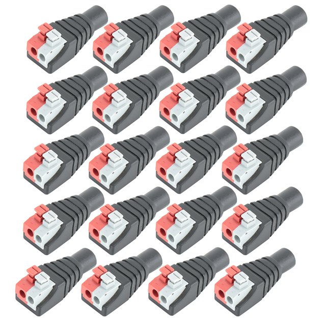 Abastado 20 piezas 0.217 x 0.098 in conector hembra cable terminal DC enchufe adaptador Jack para tira de luz LED