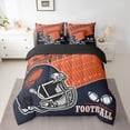 thumbnail image 2 of Manfei Rugby Football Sport 7 Pieces Bedding Comforter Set,American Ball Game Full Bedding Set,Orange Deepblue Fitted Sheet Flat Sheet For Boys,Luxury Bedroom Decor Reversible, 2 of 8