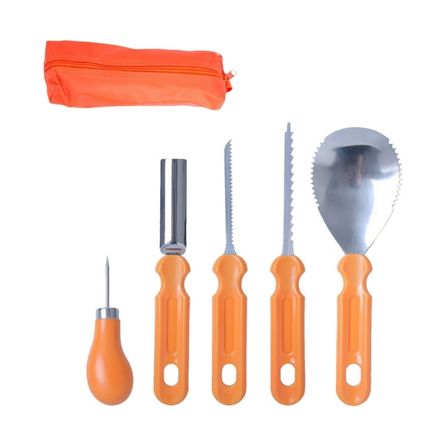 Graflsoa Premium 5-Piece Halloween Pumpkin Carving Set with Stainless Steel Tools and Ergonomic Handles for Safe and Creative DIY Designs