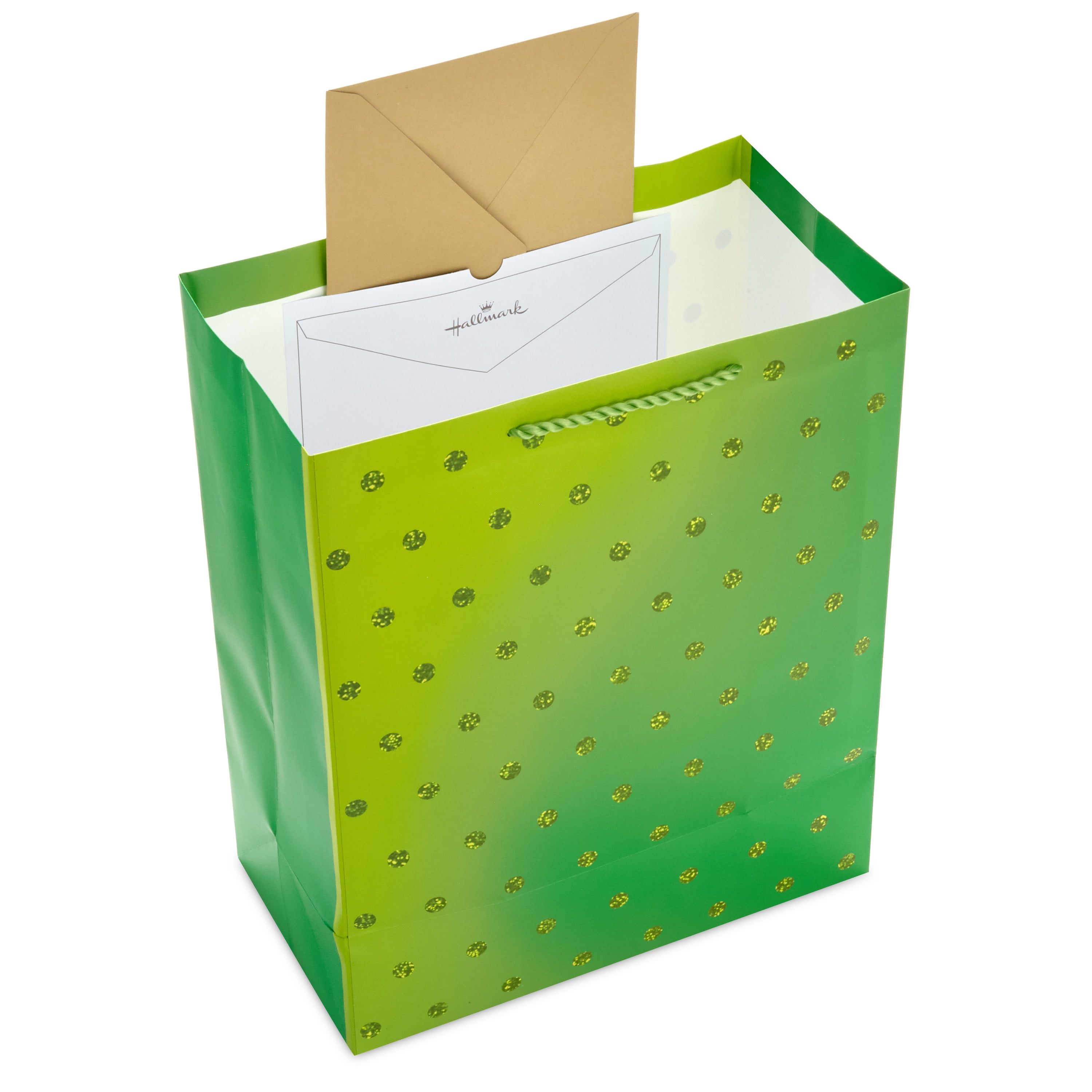Hallmark 13" Large Gift Bag (Green with Glitter Dots)