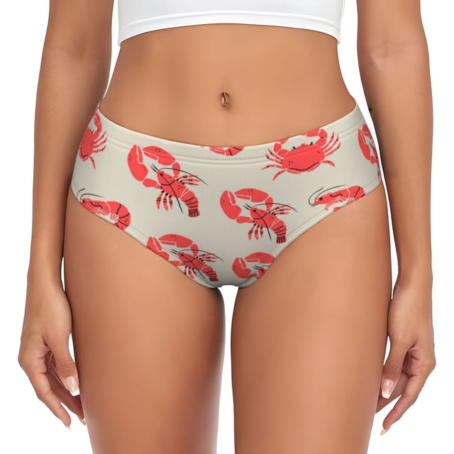 Fotbe Crab Lobster 1 Calzones Estampados para Mujer – Ropa Interior de Algodón, Cómoda, Suave y Elástica-3X-Large