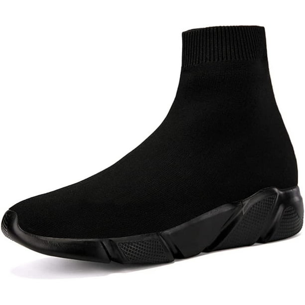 Xishao Calzado de Caminata Flats Altos para Mujer Malla Casual Cómodas Zapatillas de Trabajo Negro Puro 26.5 cm Negro Puro 26.5 cm Xishao ropa