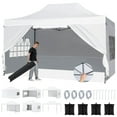thumbnail image 1 of Costway 10 X 14 FT Pop up Canopy Tent with 4 Sidewalls, Wheeled Bag, 4 Sandbags, 8 Stakes White, 1 of 10