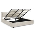 thumbnail image 6 of ​King Size Bed Frame with Storage,Lift-up Platform Bed with Upholstered Headboard,Beige, 6 of 9