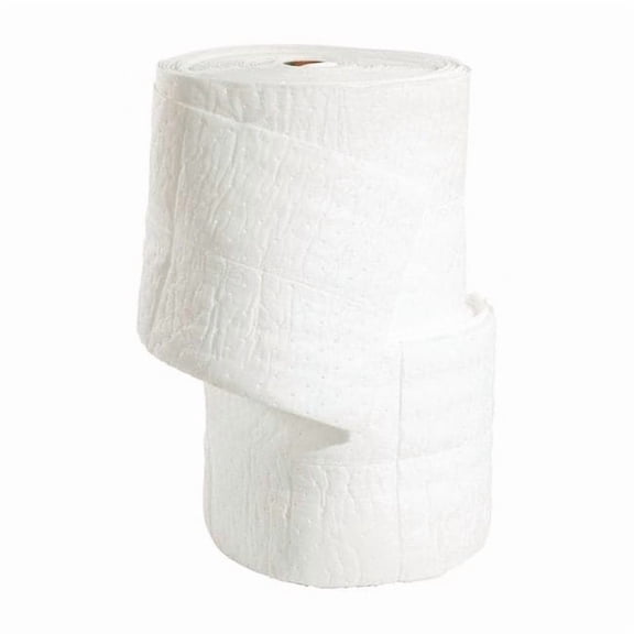 Sorbent Roll, 27 gal, 15 in x 150 ft, Oil, White, Polypropylene