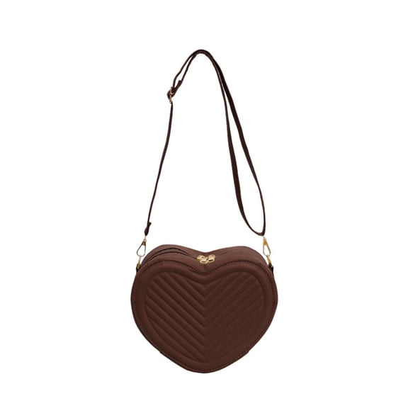 CSStudio Elegant Shoulder Bag Heart Shape PU Leather Small Handbag with Crossbody Strap