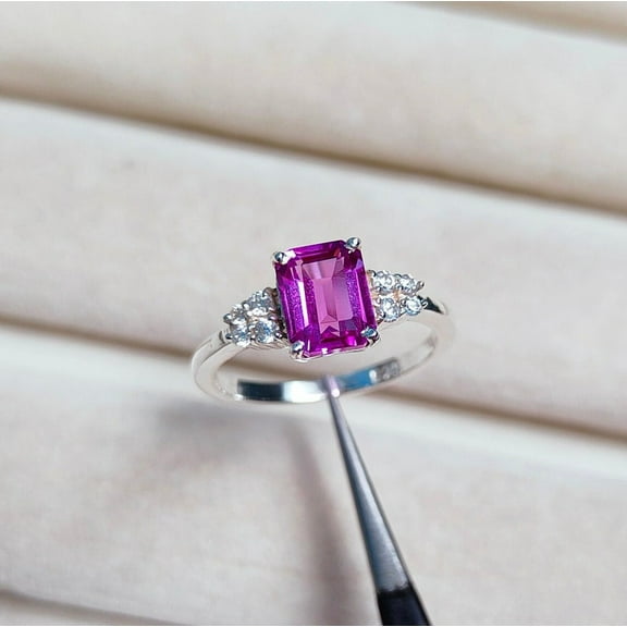 Natural Pink Sapphire 925 Sterling Silver Ring,Engagemant Ring, Birthstone Rings for Women, Gift For Her