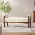thumbnail image 5 of Usaint Soft Upholstered Chenille Ottoman Bench with Padded Armrests, Solid Wood Legs for Entryway, Bedroom End of Bed, Living Room, Beige, 5 of 9
