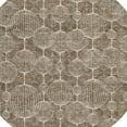 thumbnail image 5 of 8' Chocolate And Beige Round Geometric Washable Indoor Outdoor Area Rug, 5 of 5