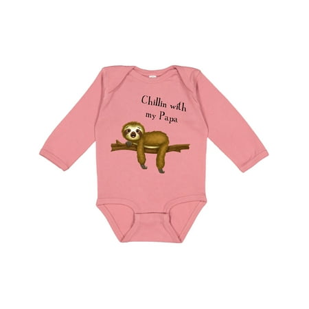

Inktastic Chillin with Papa Sloth Cute Boys Long Sleeve Baby Bodysuit