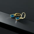 thumbnail image 5 of Gem Stone King 18K Yellow Gold Plated Silver London Blue Topaz Dangle Earrings for Women (3.97 Cttw, Gemstone November Birthstone, Emerald Cut 8X6MM), 5 of 5