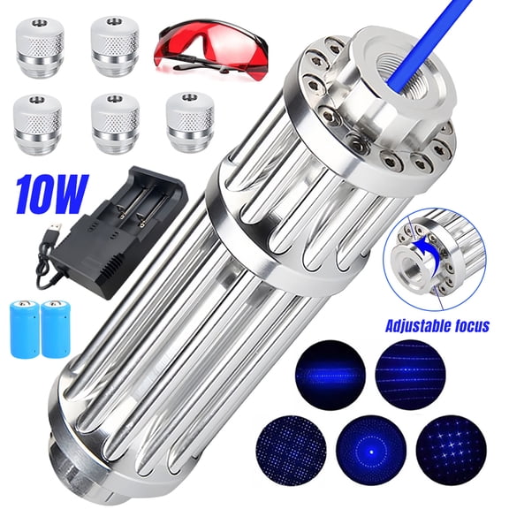 Welan Compact Aluminum Blue Laser Pointer, Adjustable Beam, Continuous Line