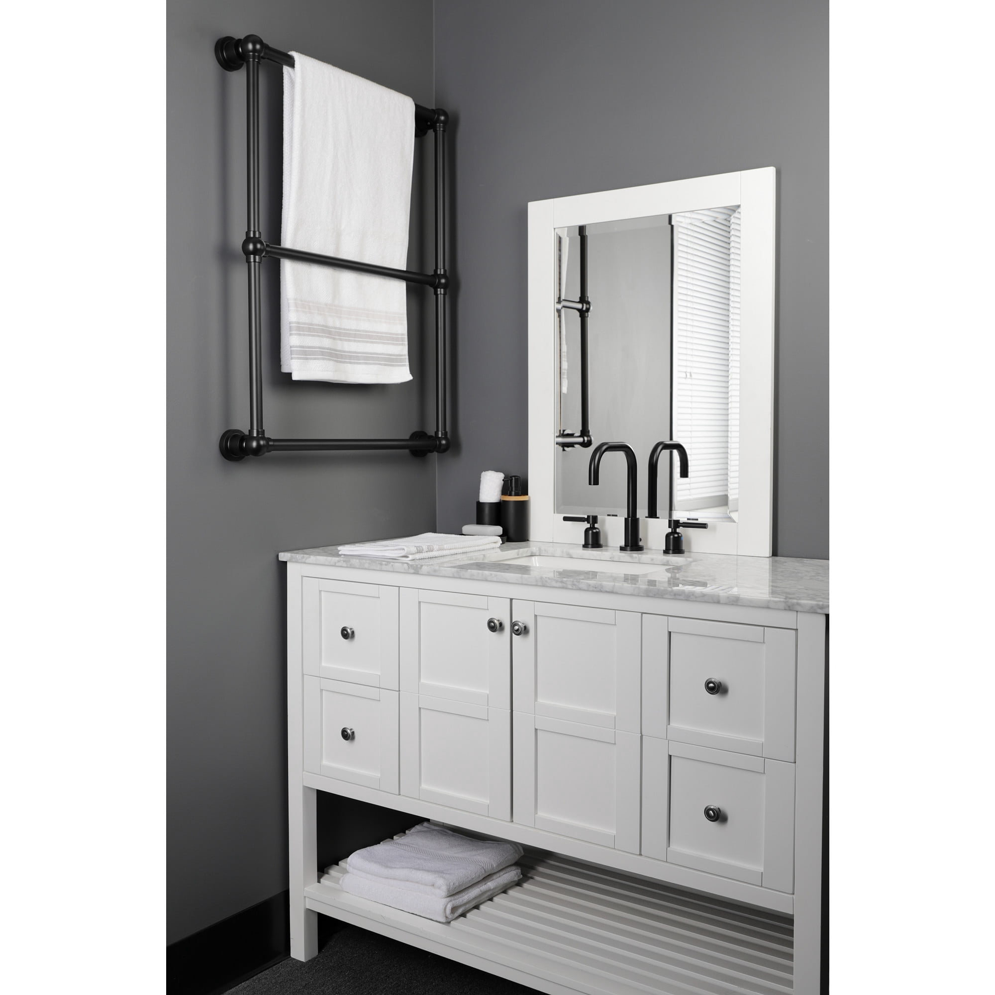 Kingston Brass FSC8930DL Concord Widespread Bathroom Faucet with Brass Pop-Up in Matte Black