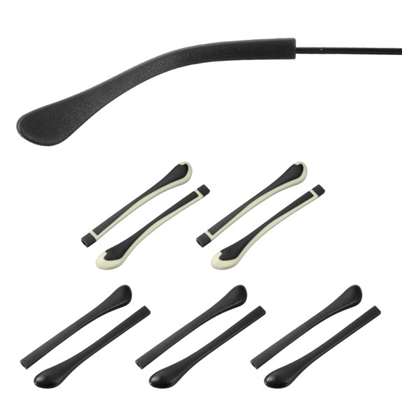 Uxcell 5 Pairs Eye Glass Replacement Temples, Silicone Anti-Slip Eyeglass End Tips Glasses Retainers Fits 2x1.5mm for Rectangle Thin Metal Eyeglass Sunglasses Temple, Black/White