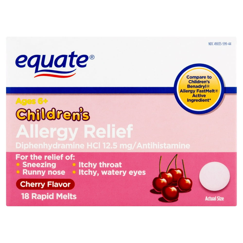 Equate Children's Allergy Relief Diphenhydramine Cherry Melts, 12.5 mg
