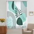 thumbnail image 3 of Boho Geometric Sheer Curtains 72 Inches Long, Aqua Ethnic Abstract Stripes Leaves Light Filering Curtains, Breathable Simi Curtain Privacy Drapes for Living Room Bedroom Lightweight Window Treatment, 3 of 9