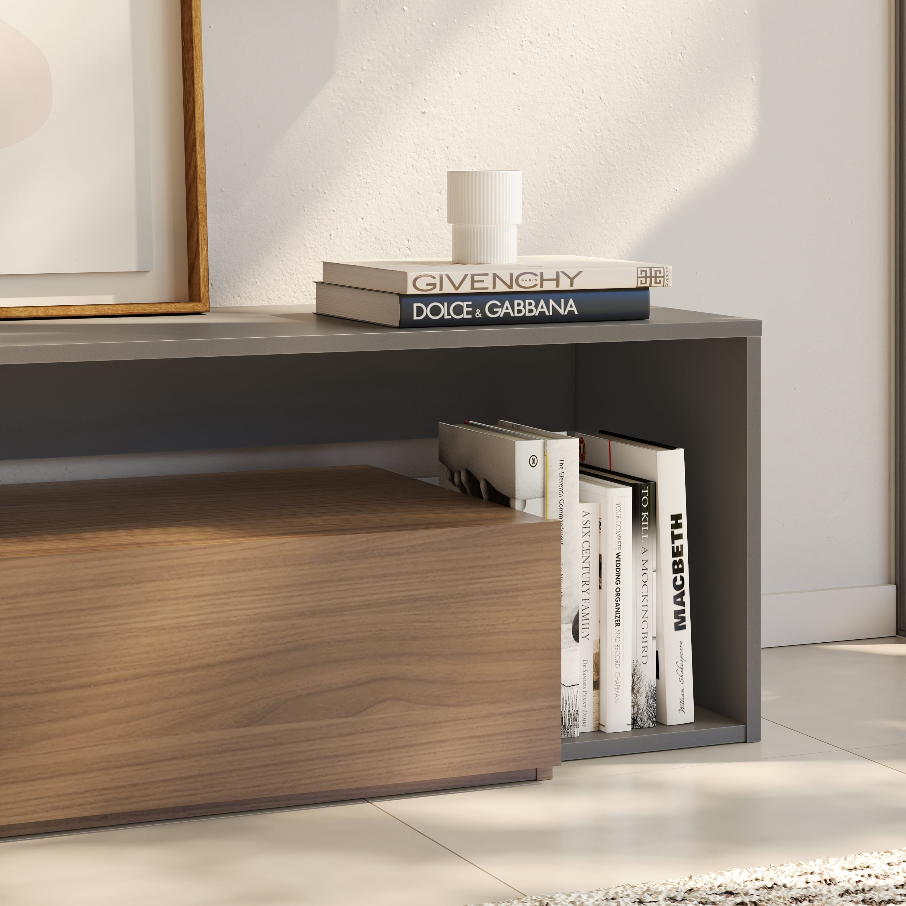 Meuble TV Nexera Tonik pour téléviseurs jusqu'à 65 po, Muscade et Greige